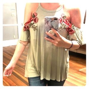 Rose cold shoulder top